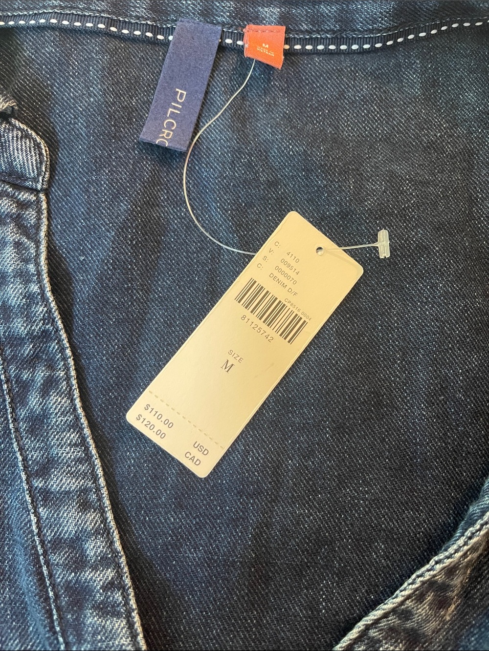 Anthropologie Dark Blue Denim Peplum Button-Down Shirt - Picture 3 of 7